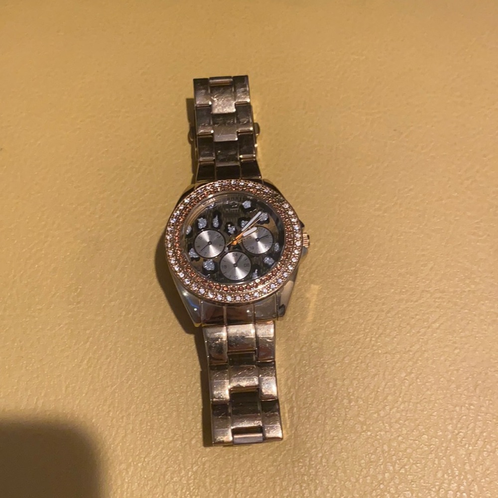 Guess Rinestone Leopard Print Watch - image 1